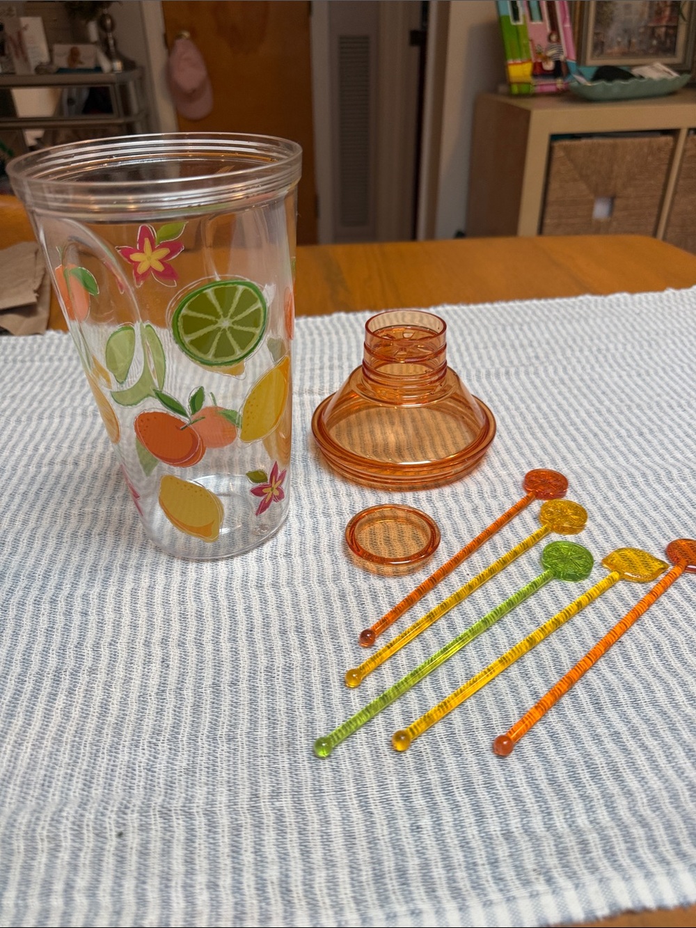 Vintage 2006 Starbucks Tazo Iced Fruit Tea Shaker 40oz with 5 Stir Sticks Retro - Picture 6 of 6